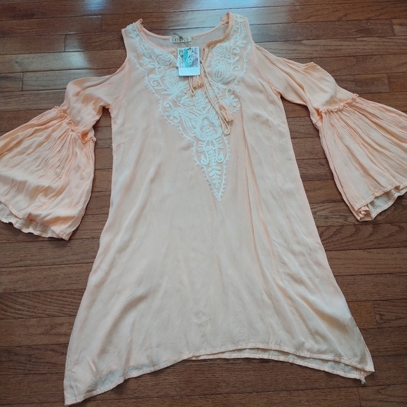 Exist Apricot Boho Cold Shoulder Beach Coverup S - Picture 2 of 12